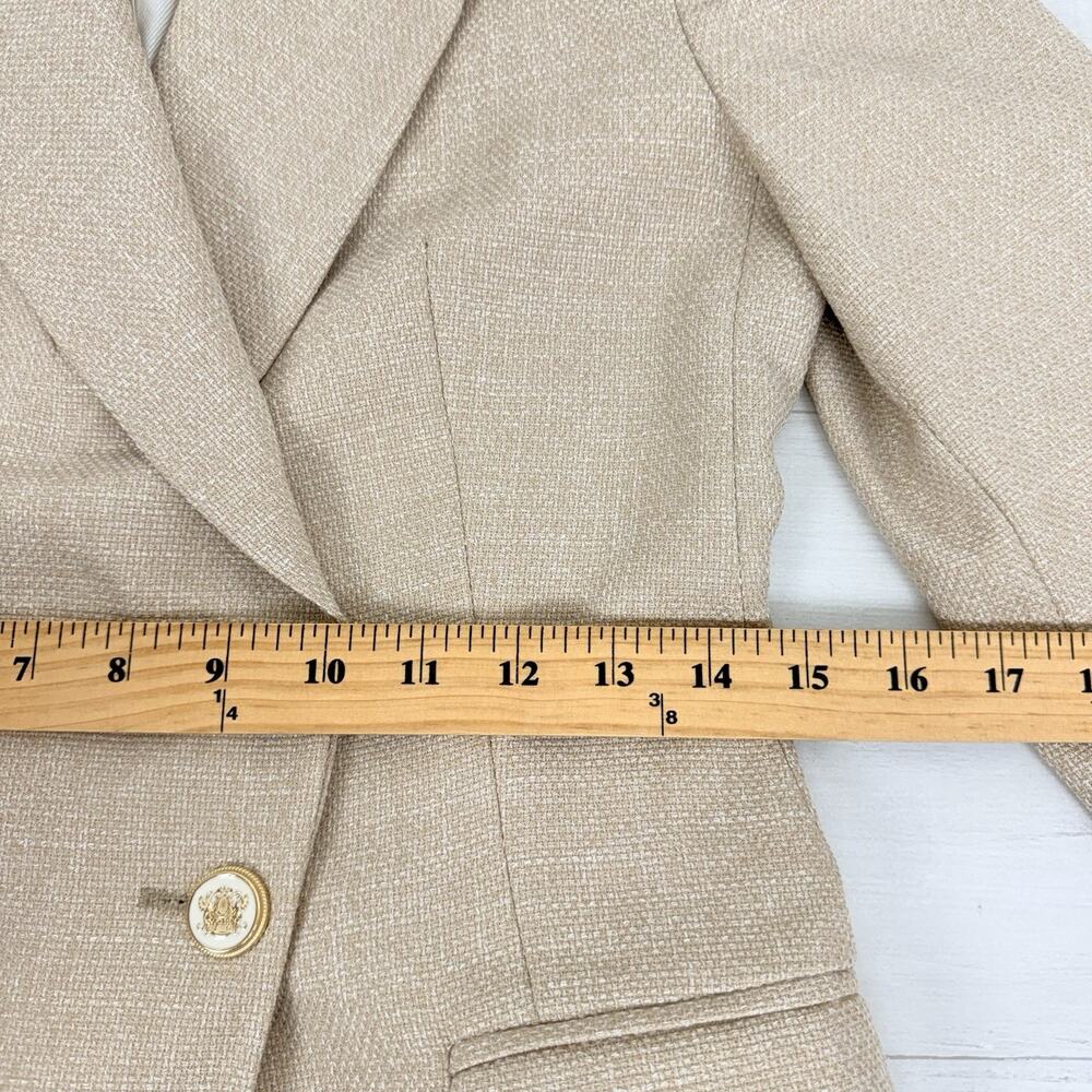 Zara Double Breasted Long Blazer XS Neutral Tailored Academia Textured Office - Picture 12 of 16